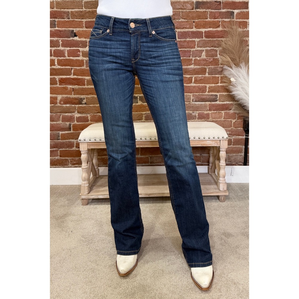 Ariat Real Denim Womens 26S Medium Wash Mid Rise Bootcut Jeans Blue Western